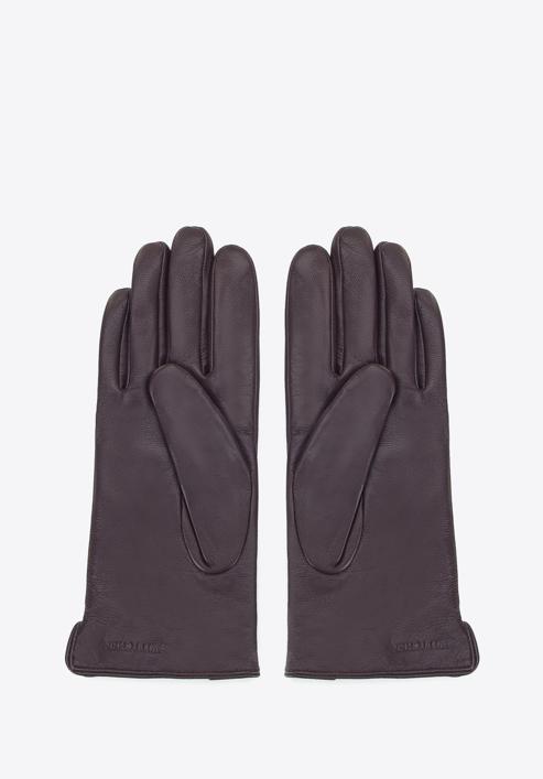 Damskie rękawiczki skórzane pikowane w zygzaki, ciemny brąz, 39-6A-008-1-S, Zdjęcie 2