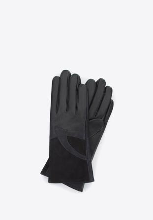 Damskie rękawiczki skórzane proste, czarny, 39-6-647-1-M, Zdjęcie 1