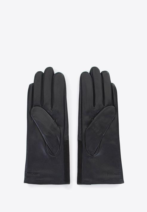 Damskie rękawiczki skórzane proste, czarny, 39-6-647-1-L, Zdjęcie 2
