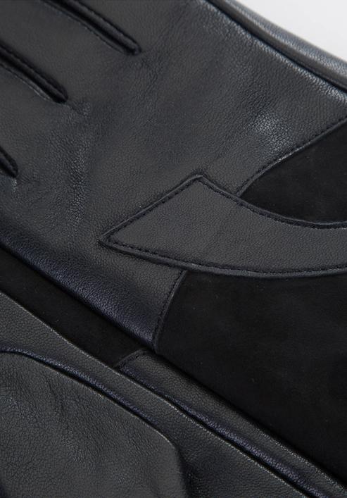 Damskie rękawiczki skórzane proste, czarny, 39-6-647-1-X, Zdjęcie 4