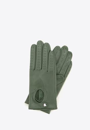 Damskie rękawiczki skórzane samochodowe, zielony, 46-6-304-Z-S, Zdjęcie 1
