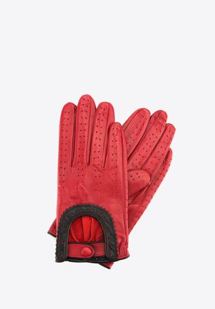 Damskie rękawiczki skórzane samochodowe, czerwony, 46-6L-292-2T-X, Zdjęcie 1