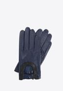 Damskie rękawiczki skórzane samochodowe, granatowo-czarny, 46-6L-292-2T-M, Zdjęcie 1