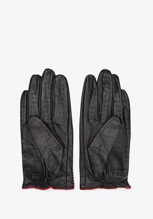 Damskie rękawiczki skórzane samochodowe, czarno-czerwony, 46-6L-292-2T-M, Zdjęcie 2