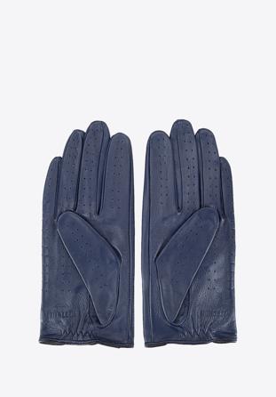 Damskie rękawiczki skórzane samochodowe, granatowo-czarny, 46-6L-292-GN-M, Zdjęcie 1