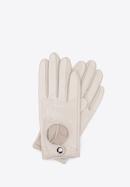 Damskie rękawiczki skórzane samochodowe klasyczne, kremowy, 46-6A-002-9-M, Zdjęcie 1