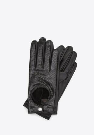Damskie rękawiczki skórzane samochodowe klasyczne czarne