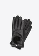 Damskie rękawiczki skórzane samochodowe klasyczne, czarny, 46-6A-002-9-M, Zdjęcie 1