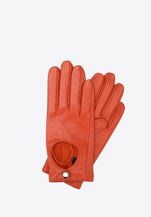 Women's leather driving gloves, orange, 46-6A-002-1-M, Photo 1