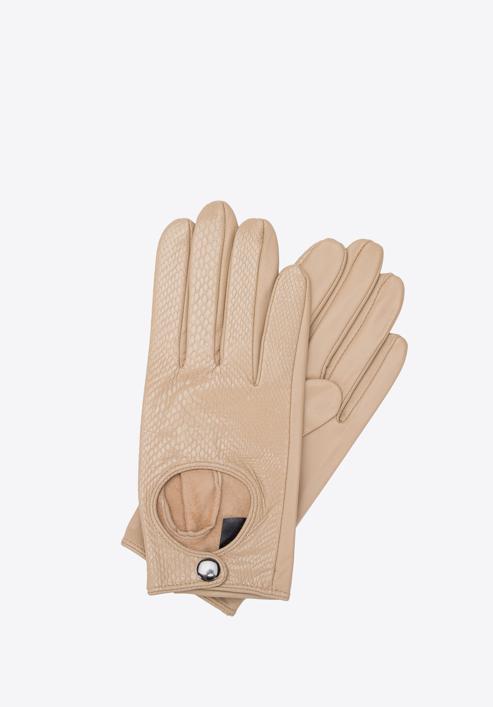 Women's leather driving gloves, beige, 46-6A-002-1-S, Photo 1