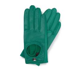 Damskie rękawiczki skórzane samochodowe klasyczne, zielony, 46-6A-002-1-L, Zdjęcie 1