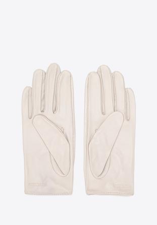 Damskie rękawiczki skórzane samochodowe klasyczne, kremowy, 46-6A-002-0-L, Zdjęcie 1