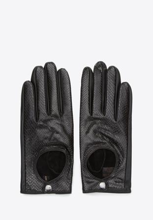 Damskie rękawiczki skórzane samochodowe klasyczne czarne