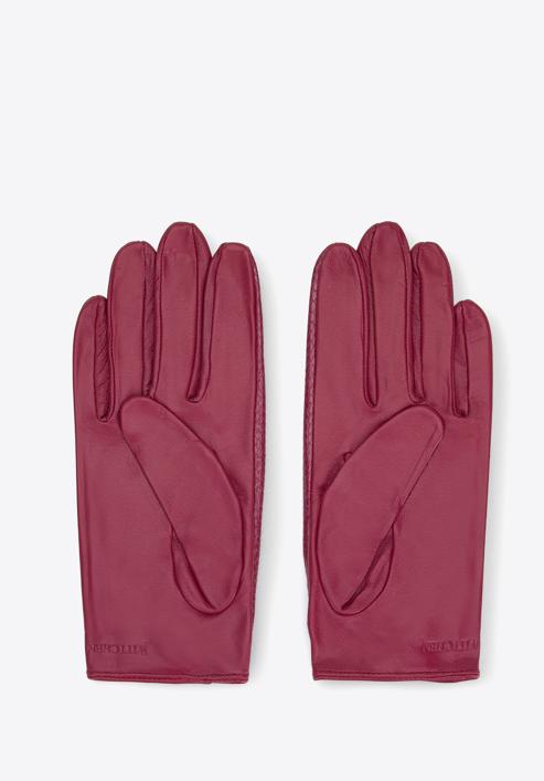 Damskie rękawiczki skórzane samochodowe klasyczne, karminowy, 46-6A-002-Z-M, Zdjęcie 2