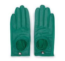 Damskie rękawiczki skórzane samochodowe klasyczne, zielony, 46-6A-002-Z-L, Zdjęcie 1