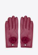 Damskie rękawiczki skórzane samochodowe klasyczne, karminowy, 46-6A-002-9-M, Zdjęcie 3