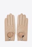 Damskie rękawiczki skórzane samochodowe klasyczne, beżowy, 46-6A-002-1-S, Zdjęcie 3
