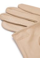 Damskie rękawiczki skórzane samochodowe klasyczne, beżowy, 46-6A-002-0-S, Zdjęcie 4