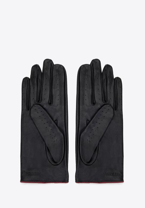 Damskie rękawiczki skórzane samochodowe z ozdobnym obszyciem, czarny, 46-6A-292-1-M, Zdjęcie 2