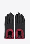 Damskie rękawiczki skórzane samochodowe z ozdobnym obszyciem, czarny, 46-6A-292-1-L, Zdjęcie 3