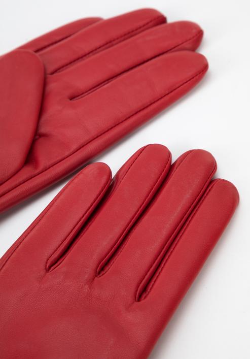 Women's leather gloves with a large bow detail, red, 39-6L-902-3-M, Photo 4