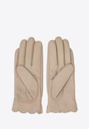 Damskie rękawiczki skórzane z falbanką i kokardką, beżowy, 39-6L-905-3-X, Zdjęcie 2