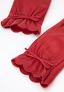 Damskie rękawiczki skórzane z falbanką i kokardką, czerwony, 39-6L-905-3-S, Zdjęcie 4