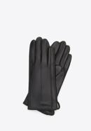 Women's leather gloves with elegant stitching, black, 44-6A-004-2-M, Photo 1