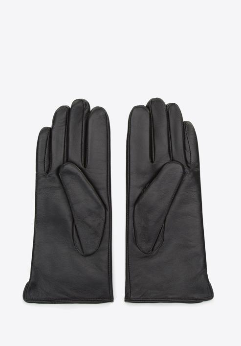 Damskie rękawiczki skórzane z fantazyjnymi szwami, czarny, 44-6A-004-2-M, Zdjęcie 3