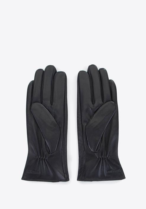Damskie rękawiczki skórzane z guzikami, czarny, 39-6-651-3-X, Zdjęcie 2