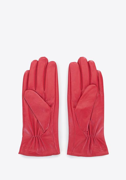 Damskie rękawiczki skórzane z guzikami, czerwony, 39-6-651-3-L, Zdjęcie 2