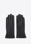 Damskie rękawiczki skórzane z guzikami, czarny, 39-6-651-3-X, Zdjęcie 3