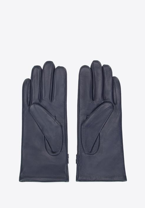 Women's buckle detail leather gloves, navy blue, 39-6A-013-1-M, Photo 2