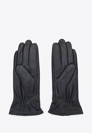 Damskie rękawiczki skórzane z kokardką, ciemny brąz, 39-6-550-BB-X, Zdjęcie 1