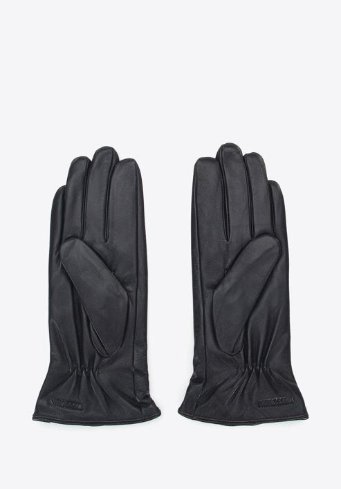 Damskie rękawiczki skórzane z kokardką, ciemny brąz, 39-6-550-BB-L, Zdjęcie 2