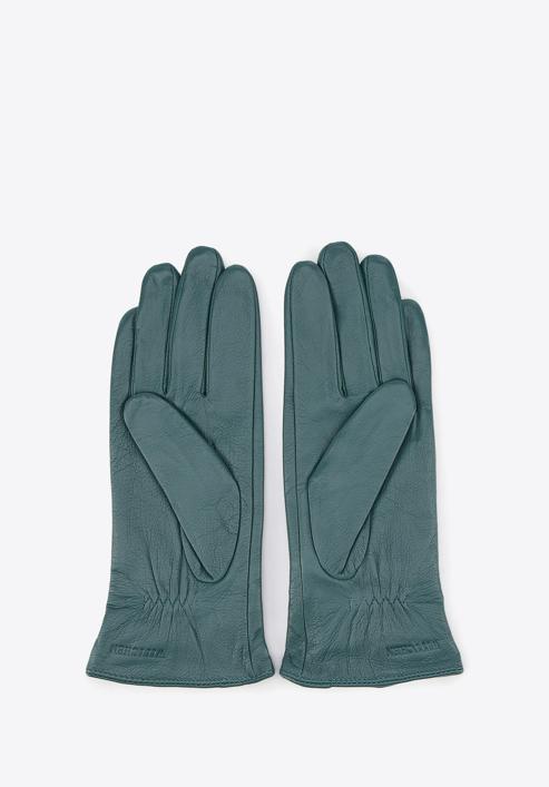 Damskie rękawiczki skórzane z kokardką, morski, 39-6-550-BB-L, Zdjęcie 2