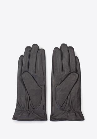 Damskie rękawiczki skórzane z kokardką, ciemny brąz, 39-6-551-BB-X, Zdjęcie 1