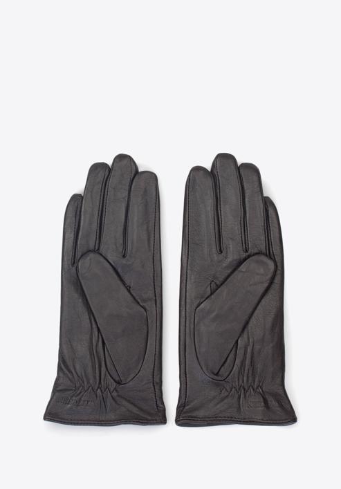 Damskie rękawiczki skórzane z kokardką, ciemny brąz, 39-6-551-BB-L, Zdjęcie 2