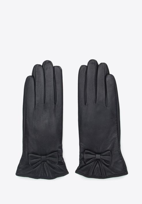 Damskie rękawiczki skórzane z kokardką, ciemny brąz, 39-6-550-GC-L, Zdjęcie 3