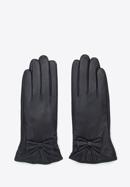 Damskie rękawiczki skórzane z kokardką, ciemny brąz, 39-6-550-BB-L, Zdjęcie 3