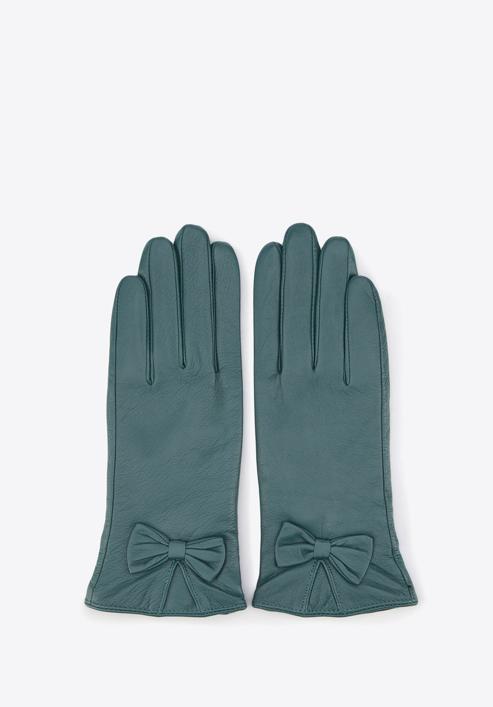 Damskie rękawiczki skórzane z kokardką, morski, 39-6-550-GC-L, Zdjęcie 3