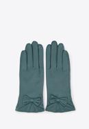 Damskie rękawiczki skórzane z kokardką, morski, 39-6-550-BB-L, Zdjęcie 3
