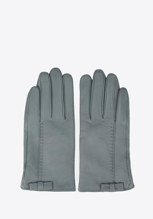 Damskie rękawiczki skórzane z kokardką, szary, 39-6-551-BB-L, Zdjęcie 3