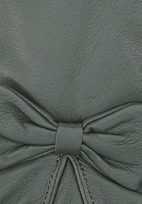 Damskie rękawiczki skórzane z kokardką, khaki, 39-6-550-BB-L, Zdjęcie 5