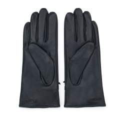 Damskie rękawiczki skórzane z kokardką i stębnowaniem, czarny, 39-6A-006-1-S, Zdjęcie 1