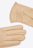 Damskie rękawiczki skórzane z marszczeniem, beżowy, 44-6A-006-6A-XL, Zdjęcie 4