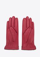 Damskie rękawiczki skórzane z obszyciem w kłos, czerwony, 39-6A-011-5-S, Zdjęcie 2
