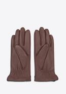 Damskie rękawiczki skórzane z obszyciem w kłos, brązowy, 39-6A-011-5-M, Zdjęcie 2
