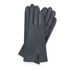 Damskie rękawiczki skórzane z ozdobnym stębnowaniem, ciemny  szary, 39-6A-007-8-XS, Zdjęcie 1