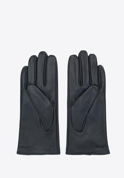 Damskie rękawiczki skórzane z ozdobnym stębnowaniem, czarny, 39-6A-007-1-L, Zdjęcie 2